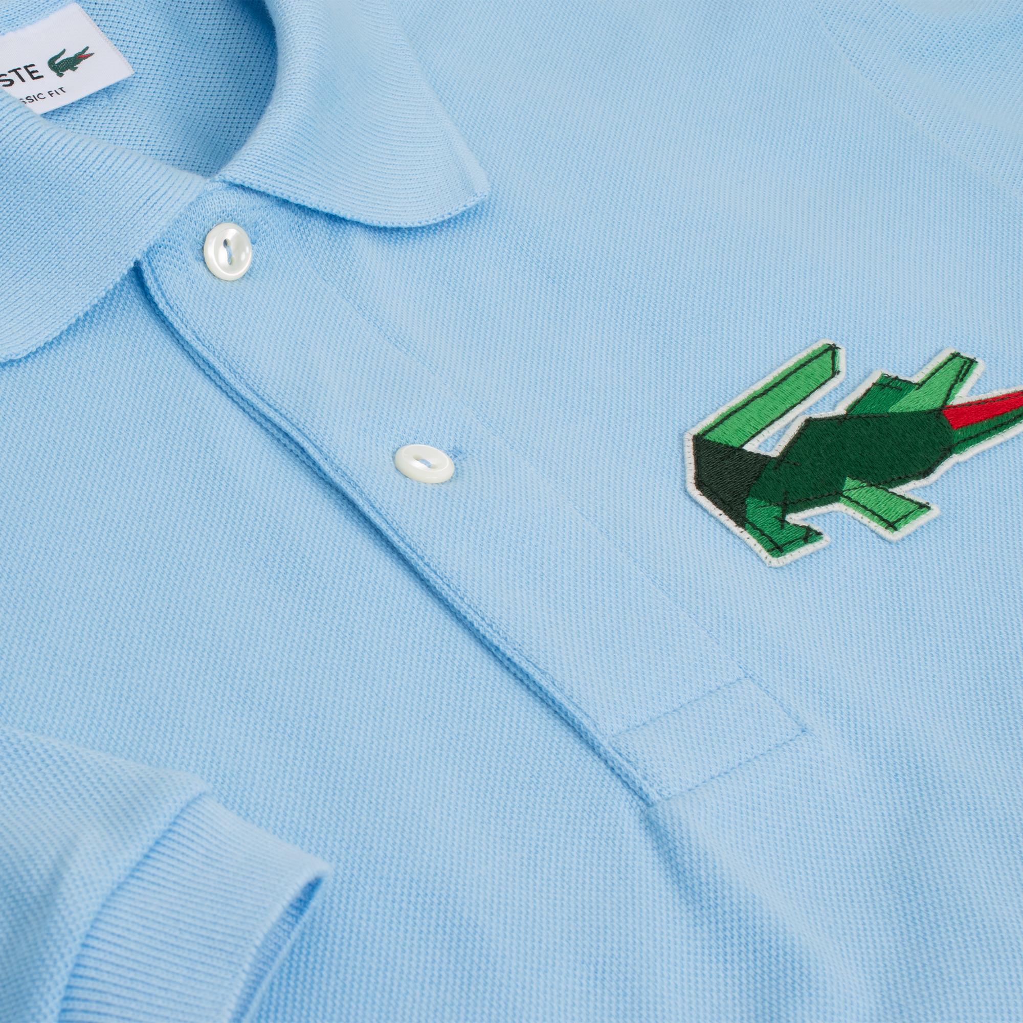 Lacoste Classic Fit L1212 Graphic Badge Polo Shirt Pale Blue